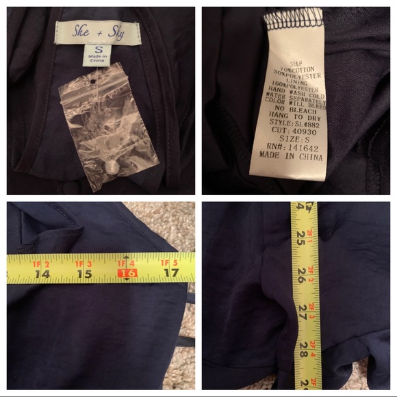 She +Sky "Luna" Satin Button Cami Ruffle Romper-S - Picture 8 of 8